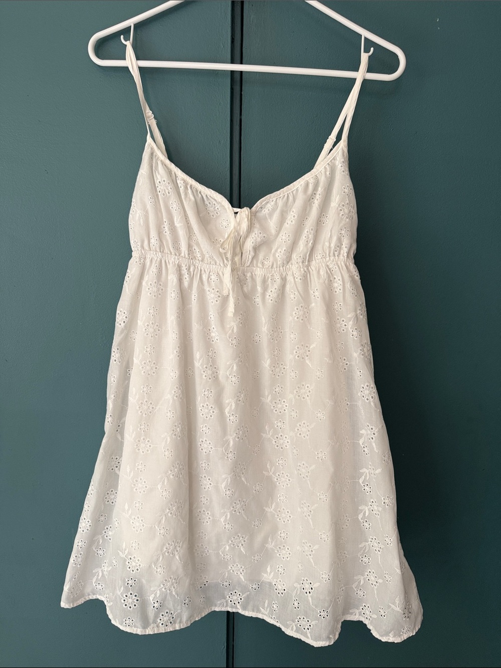 SHEIN White Eyelet Spaghetti Strap Mini Dress